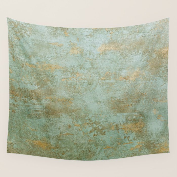 Metallic Effects Oxidized Copper Verdigris Industrial Rustic Wall Tapestry Gallery Image 4