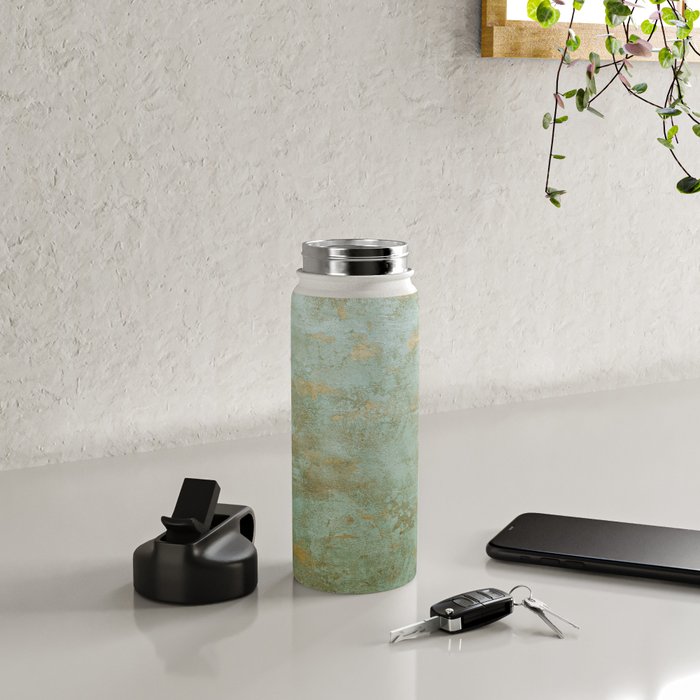 Metallic Effects Oxidized Copper Verdigris Industrial Rustic Water Bottle Gallery Image 4