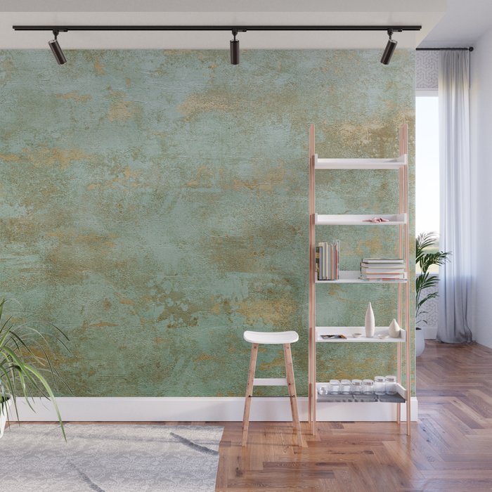 Metallic Effects Oxidized Copper Verdigris Industrial Rustic Wall Mural