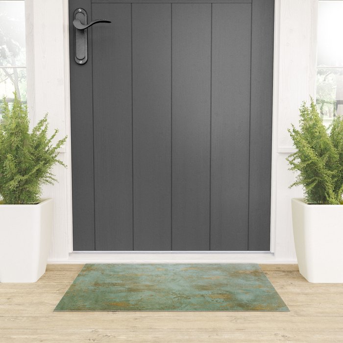 Metallic Effects Oxidized Copper Verdigris Industrial Rustic Welcome Mat Gallery Image 3