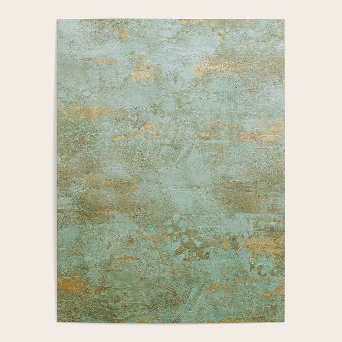 Metallic Effects Oxidized Copper Verdigris Industrial Rustic Poster Gallery Image 1