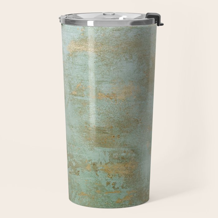 Metallic Effects Oxidized Copper Verdigris Industrial Rustic Travel Mug Gallery Image 2