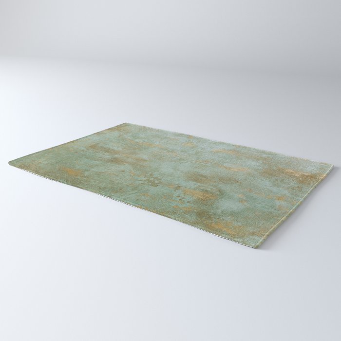 Metallic Effects Oxidized Copper Verdigris Industrial Rustic Rug Gallery Image 3