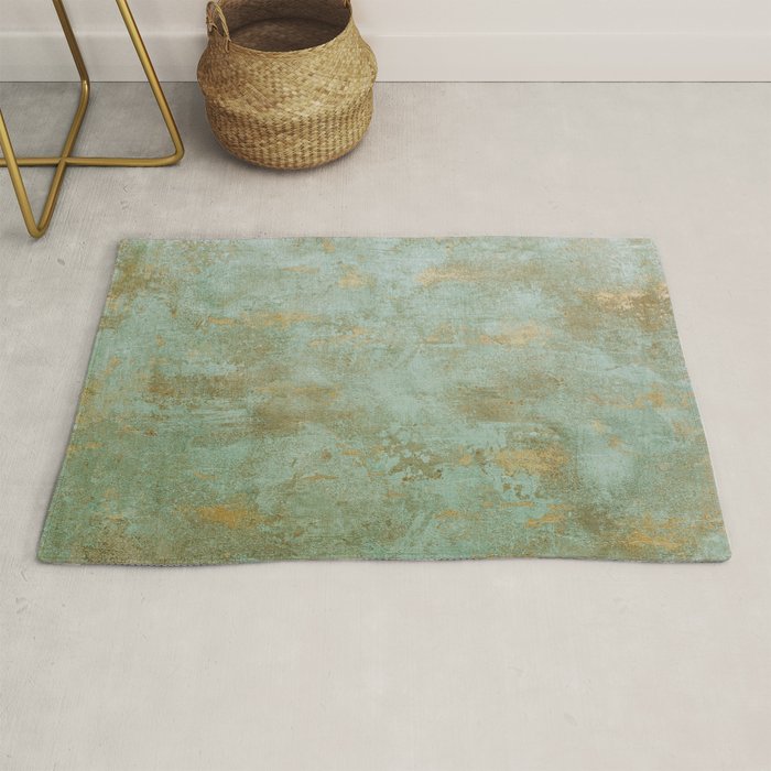 Metallic Effects Oxidized Copper Verdigris Industrial Rustic Rug Gallery Image 1