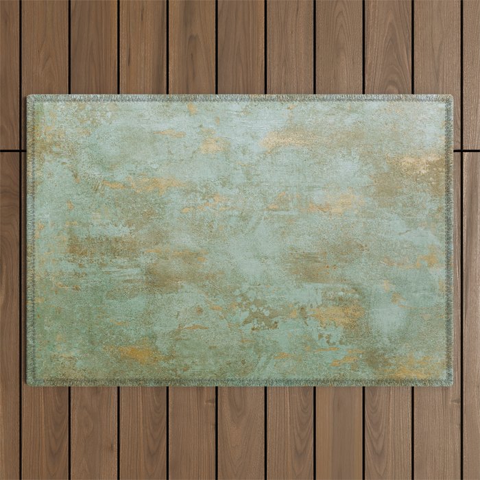 Metallic Effects Oxidized Copper Verdigris Industrial Rustic Outdoor Rug Gallery Image 1