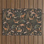 Fall Forest Impression With Wild Animals Moody Brown Outdoor Rug Gallery Image 1