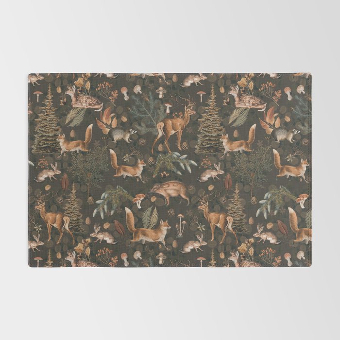 Fall Forest Impression With Wild Animals Moody Brown Rug Gallery Image 2