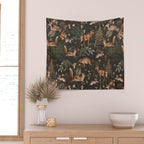 Fall Forest Impression With Wild Animals Moody Brown Wall Tapestry Gallery Image 2