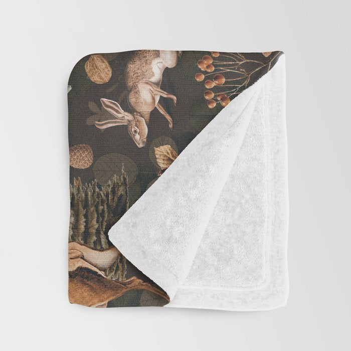 Fall Forest Impression With Wild Animals Moody Brown Throw Blanket Gallery Image 3