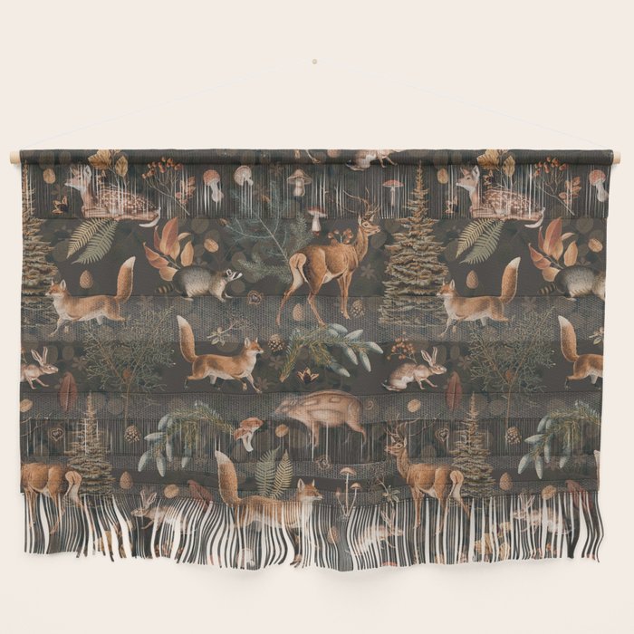 Fall Forest Impression With Wild Animals Moody Brown Wall Hanging Gallery Image 1