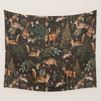 Fall Forest Impression With Wild Animals Moody Brown Wall Tapestry Gallery Image 4