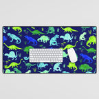 Watercolor Dinosaur Blue Green Dino Pattern Desk Mat Gallery Image 1