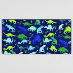 Watercolor Dinosaur Blue Green Dino Pattern Desk Mat Gallery Image 3