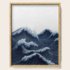 Japanese Wall Art Wave Poster Ocean Wall Art Minimalist Print Blue Japandi Art Wabi Sabi Painting Serving Tray Gallery Image 1