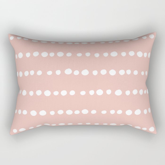 Spotted Mudcloth, Pink and White, Boho Prints Rectangular Pillow Gallery Image 1