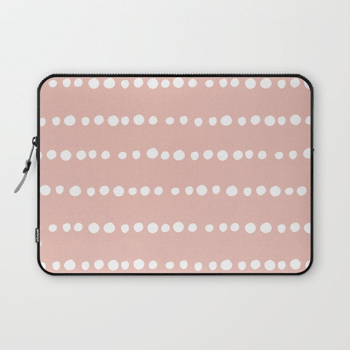 Spotted Mudcloth, Pink and White, Boho Prints Laptop Sleeve Gallery Image 1