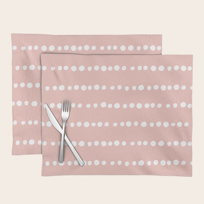 Spotted Mudcloth, Pink and White, Boho Prints Placemat Gallery Image 1