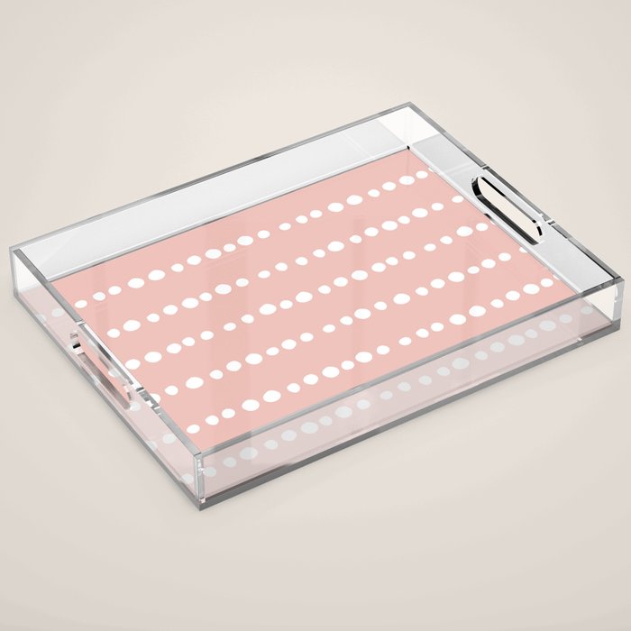 Spotted Mudcloth, Pink and White, Boho Prints Acrylic Tray Gallery Image 1