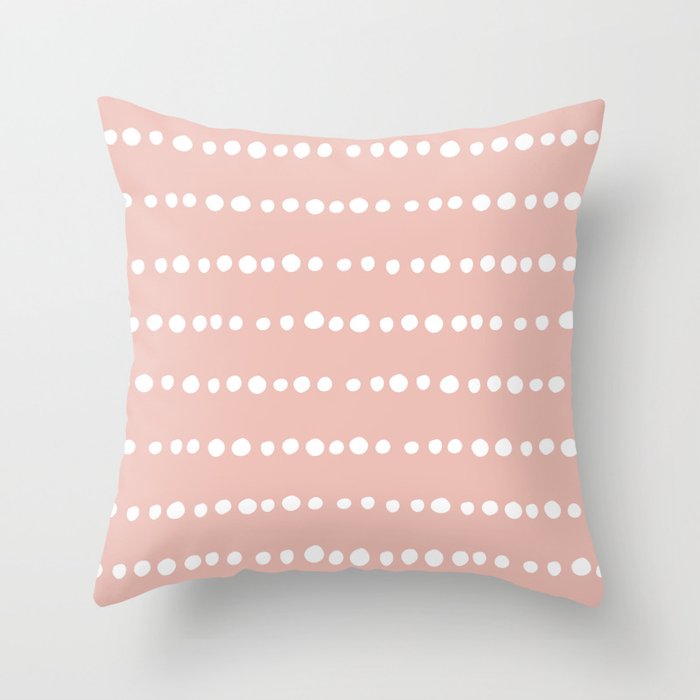 Spotted Mudcloth, Pink and White, Boho Prints Throw Pillow Gallery Image 6