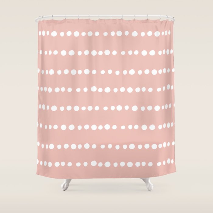 Spotted Mudcloth, Pink and White, Boho Prints Shower Curtain Gallery Image 1