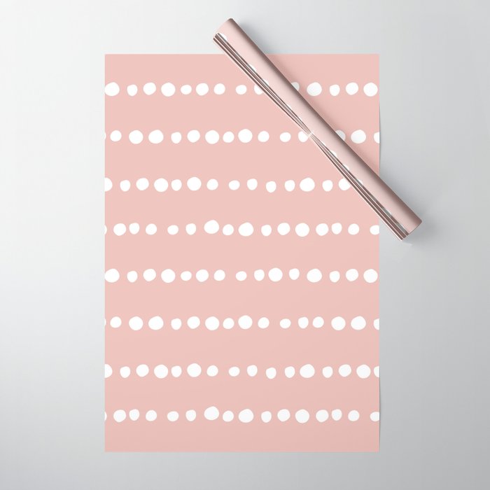 Spotted Mudcloth, Pink and White, Boho Prints Wrapping Paper Gallery Image 1