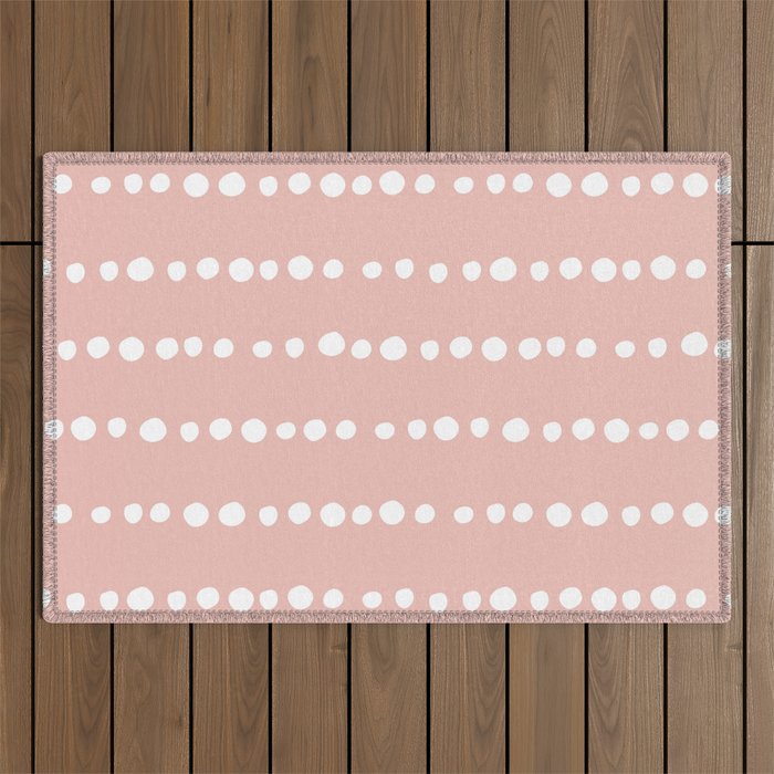 Spotted Mudcloth, Pink and White, Boho Prints Outdoor Rug Gallery Image 1