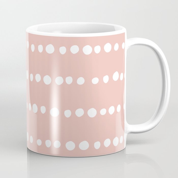 Spotted Mudcloth, Pink and White, Boho Prints Coffee Mug Gallery Image 1
