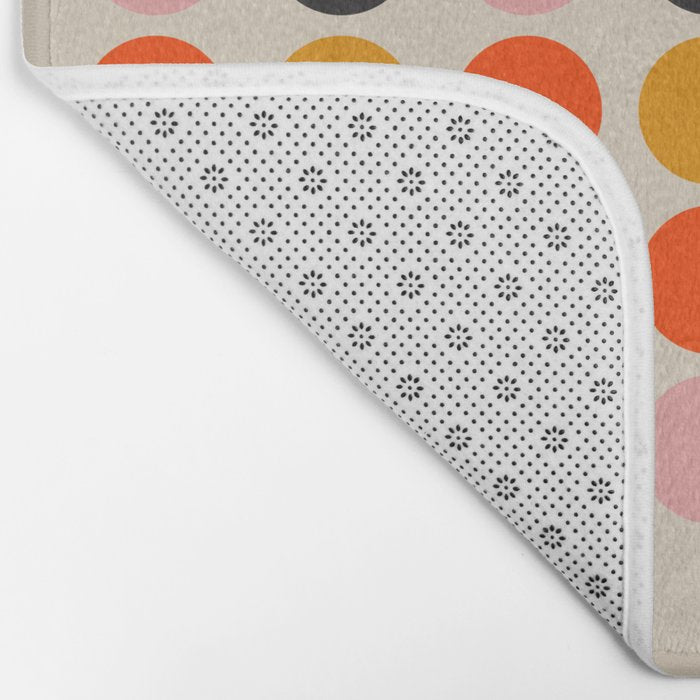 Retro Bauhaus Dots | 70s European Pattern Bath Mat Gallery Image 2