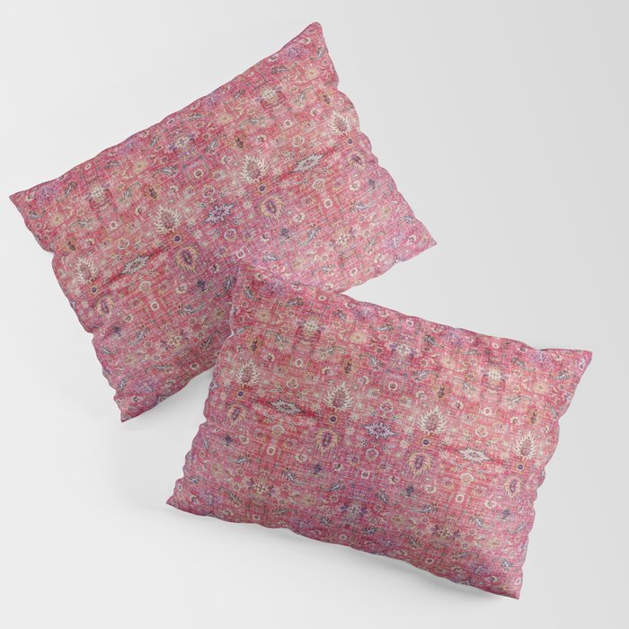 N45 - Pink Vintage Traditional Moroccan Boho & Farmhouse Style Artwork. Pillow Sham