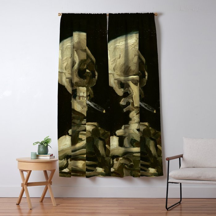 Vincent van Gogh - Skull of a Skeleton with Burning Cigarette Window Curtain Gallery Image 5