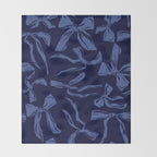 Blue bow pattern with dark background Throw Blanket Gallery Image 2