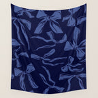 Blue bow pattern with dark background Wall Tapestry Gallery Image 4