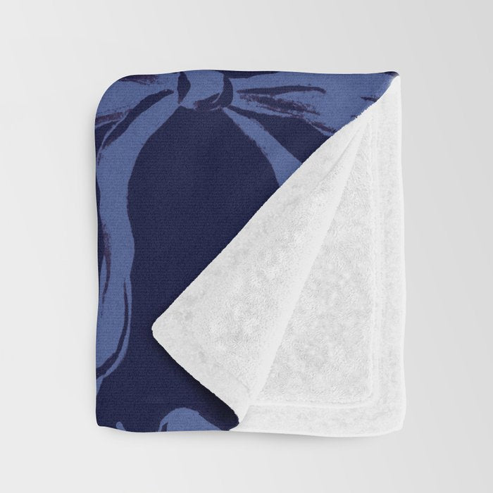Blue bow pattern with dark background Throw Blanket Gallery Image 3