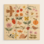 In Bloom - Gouache Nature Print Wood Wall Art Gallery Image 1