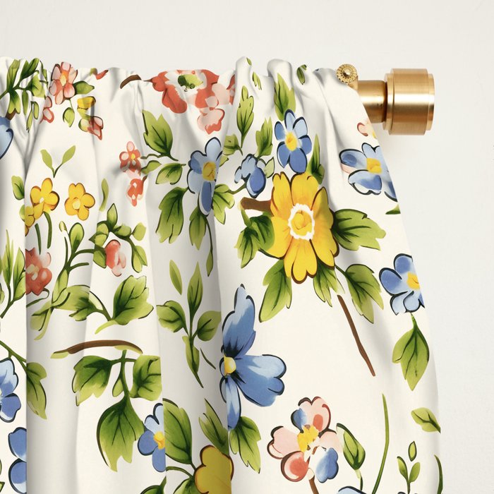 Cute Summer Floral Hand Painted Window Curtain Gallery Image 2