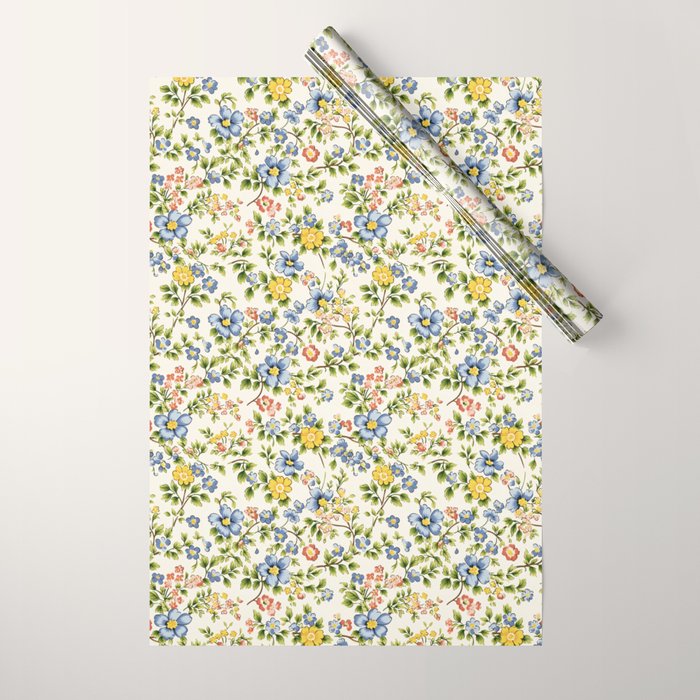 Cute Summer Floral Hand Painted Wrapping Paper Gallery Image 1