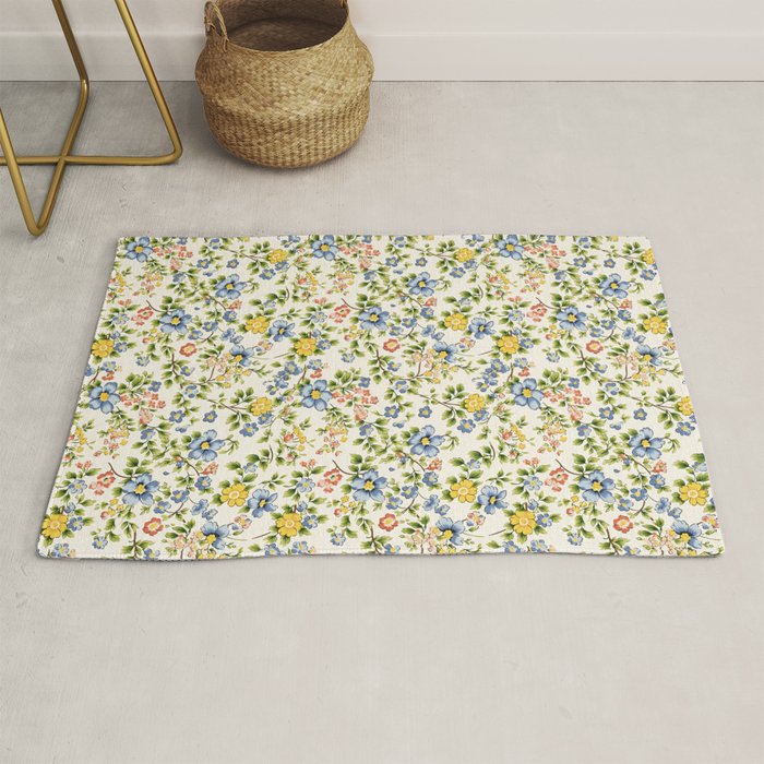 Cute Summer Floral Hand Painted Rug Gallery Image 1
