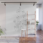 Poppy Flowers Line Art Wall Mural Gallery Image 1