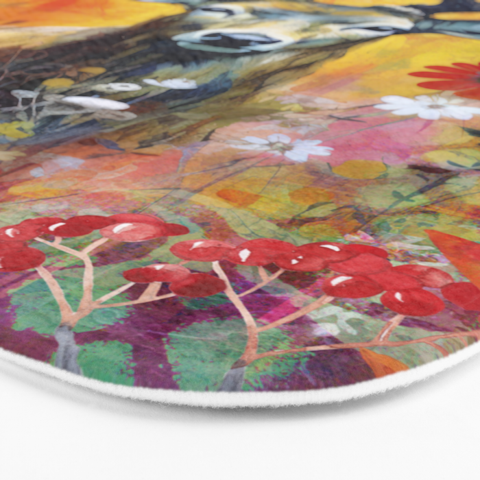 Colorful Wild Deer Indian Summer  Woodland Flora And Wildlife Bath Mat Gallery Image 3