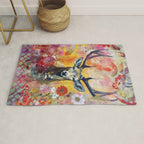Colorful Wild Deer Indian Summer  Woodland Flora And Wildlife Rug Gallery Image 1