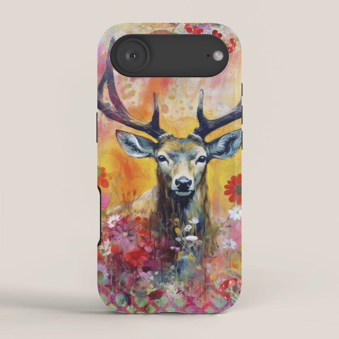 Colorful Wild Deer Indian Summer  Woodland Flora And Wildlife iPhone Case Gallery Image 2