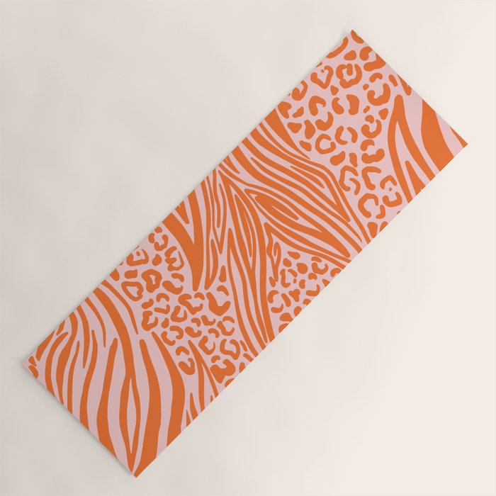 Pink and Orange Tiger and Cheetah Prints Yoga Mat Gallery Image 1