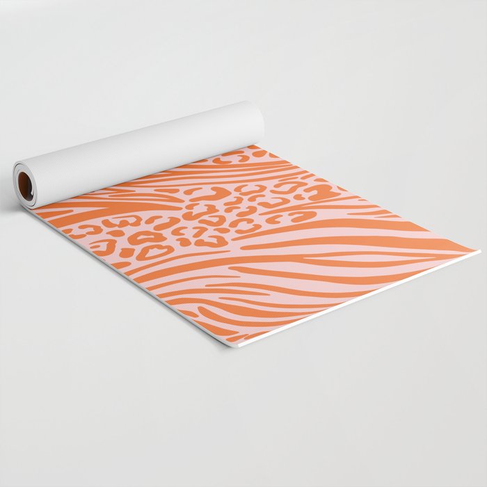 Pink and Orange Tiger and Cheetah Prints Yoga Mat Gallery Image 2