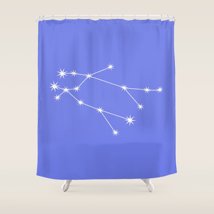 Gemini Zodiac Star Constellation Line Art Periwinkle Purple Shower Curtain Gallery Image 1