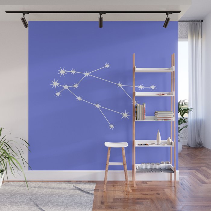 Gemini Zodiac Star Constellation Line Art Periwinkle Purple Wall Mural Gallery Image 1
