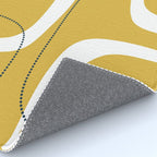 Retro Loops and Dots Midcentury Modern Pattern in Light Mustard, White, and Navy Blue Rug Gallery Image 4