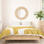 Retro Loops and Dots Midcentury Modern Pattern in Light Mustard, White, and Navy Blue Duvet Cover Gallery Image 3