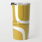 Retro Loops and Dots Midcentury Modern Pattern in Light Mustard, White, and Navy Blue Travel Mug Gallery Image 3
