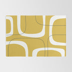 Retro Loops and Dots Midcentury Modern Pattern in Light Mustard, White, and Navy Blue Rug Gallery Image 2