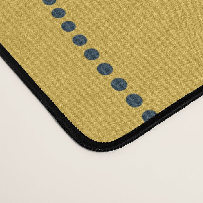 Retro Loops and Dots Midcentury Modern Pattern in Light Mustard, White, and Navy Blue Desk Mat Gallery Image 4